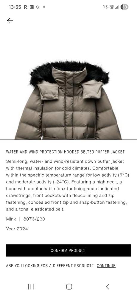 Páperová bunda zara, zara,l