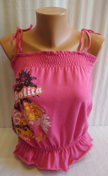 Sýto ružový top na ramienka, motív, bambolita, m/l, m