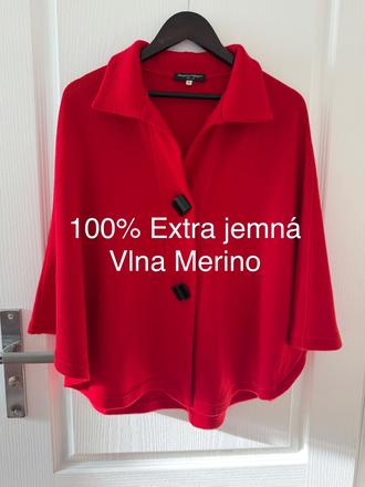 Červené pončo rosanna pellegrini extra jemná vlna, 