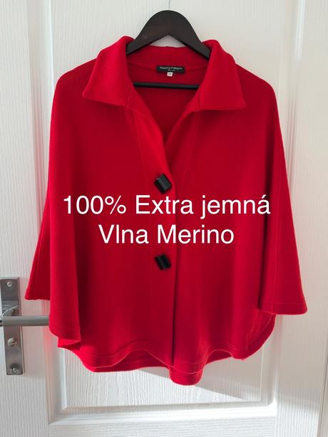 Červené pončo rosanna pellegrini extra jemná vlna,