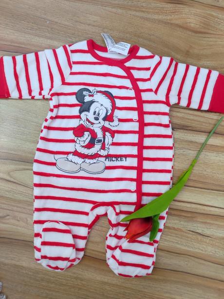 Vianočné mickey mouse dupačky c&a bio cotton, 56 / 62 / 68