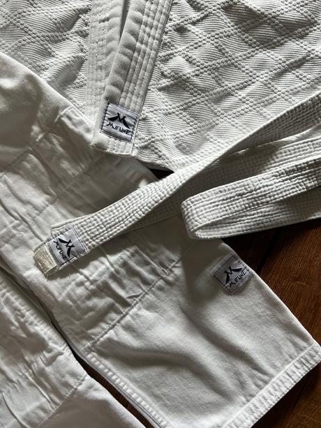 Kimono set velkost 150 mifuno biely+zlty pas, 152