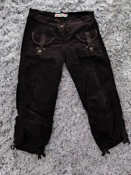 Hnedé menčestrové nohavice 7/8, m