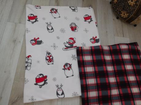 Deka huňatá  tučniaky, kocka  nové, 