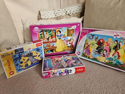 Puzzle pre dievčatko princezné, snehulienka, stich, 