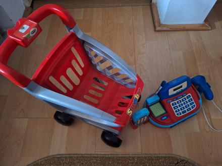 Nákupný košík s pokladňou a doplnkami, 