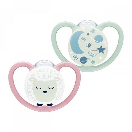 Nuk silikónový cumlík space nights girl 6-18m 2ks, nuk