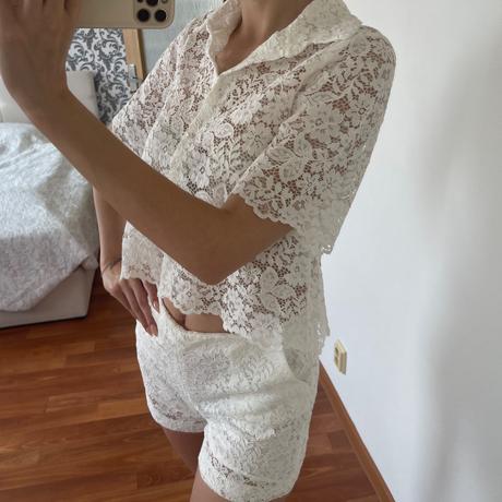 Čipkovaný komplet košele a bermúd, zara,xs