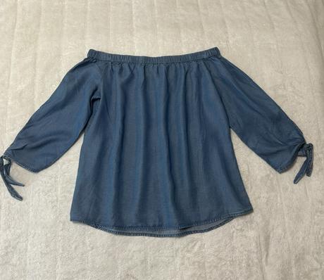 Denim blúzka s odhalenými ramenami zn. only, only,m