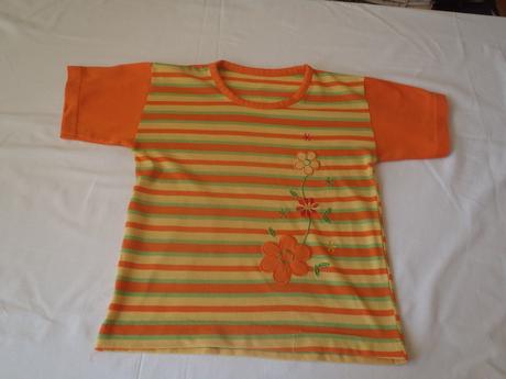 Prúžkované tričko  s kvetinkou, 116