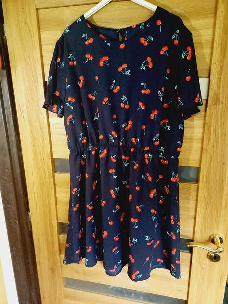 Šaty s čerešnami modré xl, xl