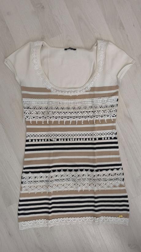 Béžové pásikavé šaty veľ.m, morgan,m