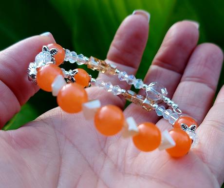 Jednoradový náramok z oranžového jaspisu, 