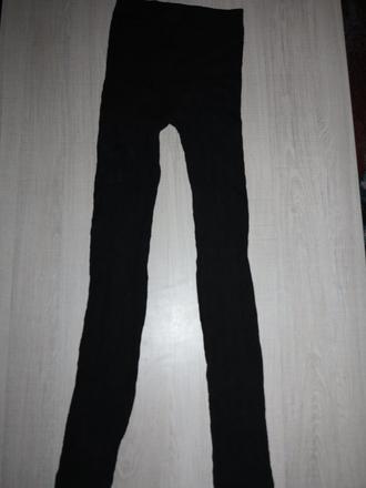 Čierne vzorované teplejšie legínky úpletové, 152