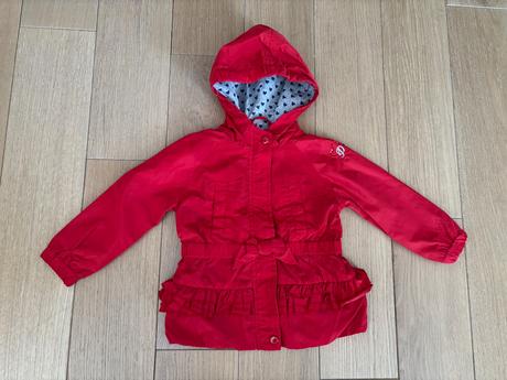 Krasna tenšia bunda primigi zdobena volanikom, primigi,80