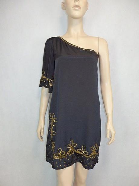 Luxusné čierne zdobené šaty, 36