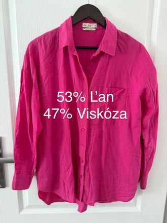 Ružová košeľa s ľanom f&f fuksiová, f&f