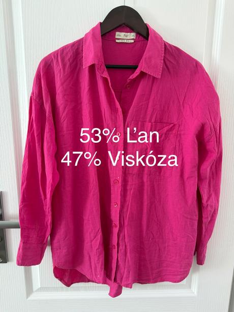 Ružová košeľa s ľanom f&f fuksiová, f&f
