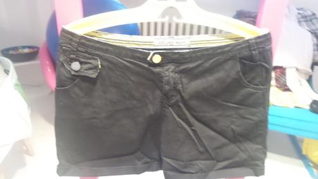 Tmavodmodre kratke elegantno-sportove nohavice, l, l