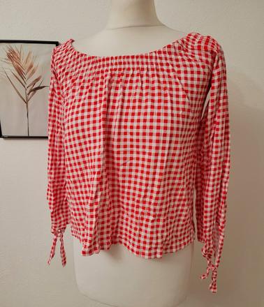 Krásna blúzka kocková červeno biela. velkost xs (s, reserved,xs