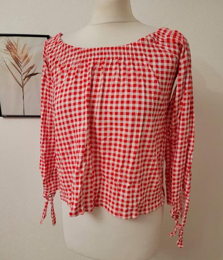 Krásna blúzka kocková červeno biela. velkost xs (s, reserved,xs