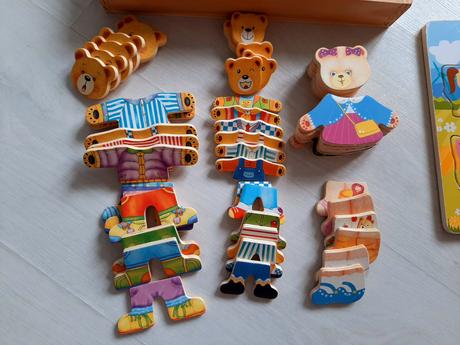 3x vkladacky, drevenne puzzle, 