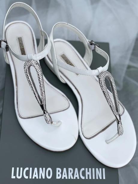 Biele kožené sandále barachini, 37