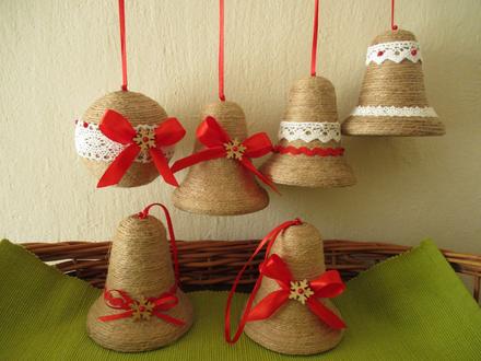 Vianočné ozdoby jutové, väčšie,