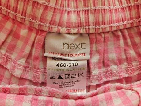 Ružová kockovaná suknička na 4-5 rokov, next,104