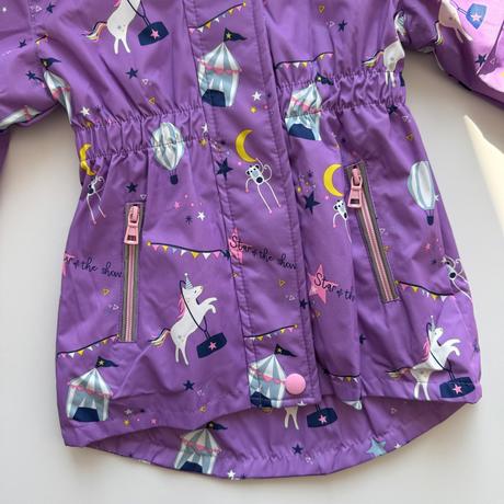 Dievčenská prechodná bunda unicorn fialová, 116