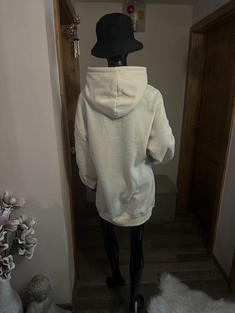 Dlhá béžová mikina s kapucňou, l / m