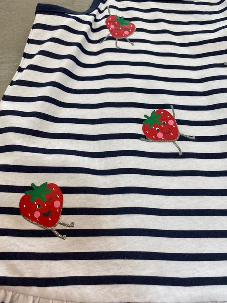 Pásikavé šaty jahodka modré, losan,110