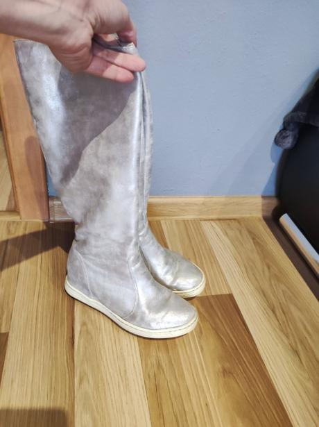 Strieborné čižmy pravá koža, 37