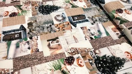 Bavlnená režná digitálna tlač - vianočný patchwork, 