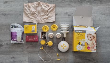 Odsávačka medela + pás pre odsávanie xl + náhradné,