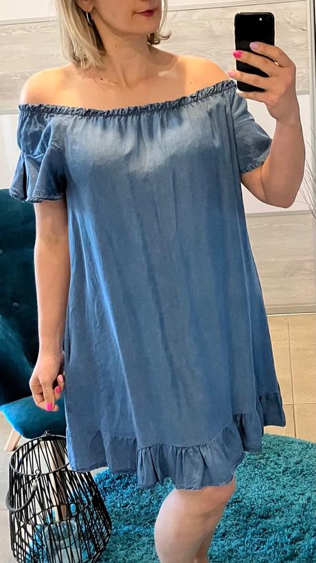 Dámske rifľové šaty s volánmi, l / m / s / xl