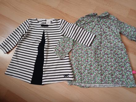 2x šaty dlhý rukáv v.80 / 9-12 mesiacov, mothercare,80