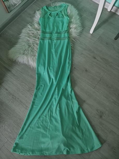 Spoločenské obtiahnute šaty tyrkysové / mentolove, s