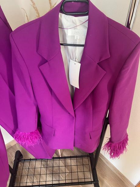 Zara viralny sakovy komplet s perím, zara,s