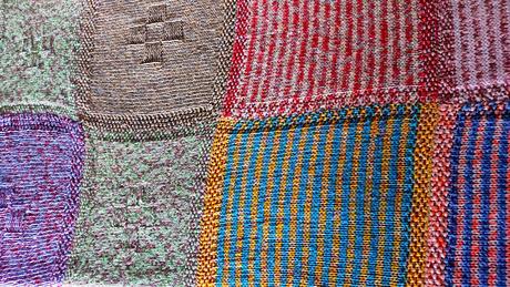 Veľká patchwork pletená deka, 