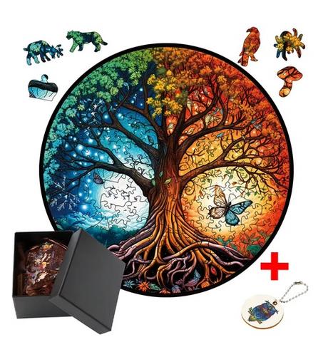 Drevene puzzle kruh strom, 