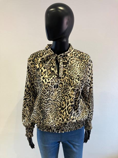 Dámska blúzka s leopardím vzorom a mašľou (uni),
