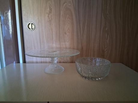 Sklo podnos torta miska nádoba ako nové tanier, 