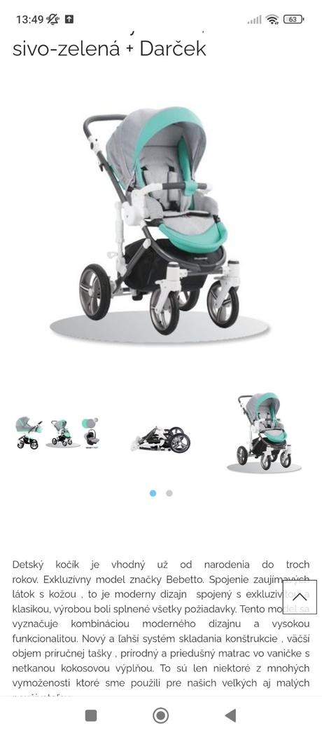Kočík 3 kombinacia, bebetto