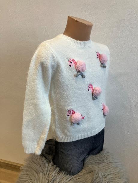 Dievčenská huňatá mikina s jednorožcom (4-5r.), primark,110