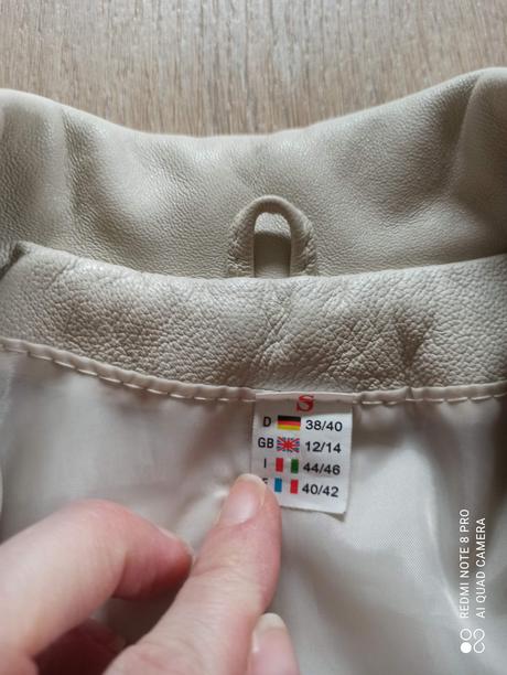 Krémová koženkové bunda, s