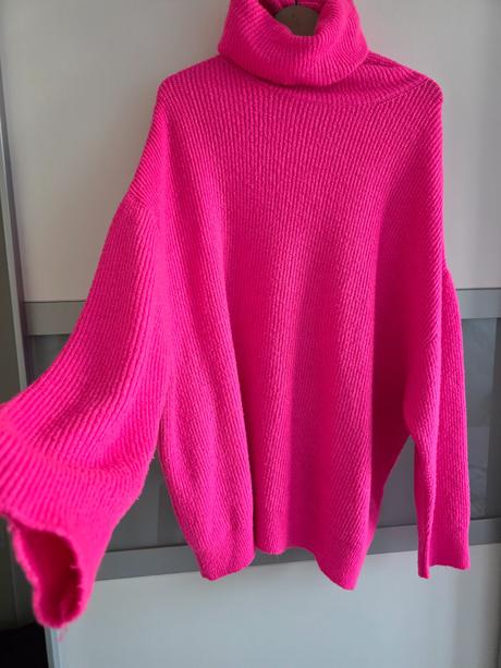 Neónový rolákový teplý sveter, m