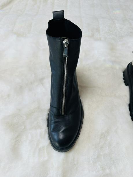 Čierne mäkučké kožené workery zn. zara, zara,39