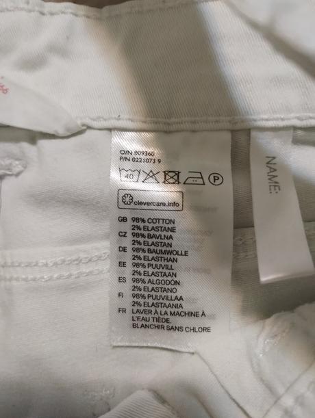 Riflové biele kraťasy dievčenské, 152, h&m,152