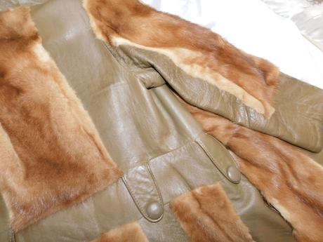 Pekny kabat z norky a pravej kože, 38